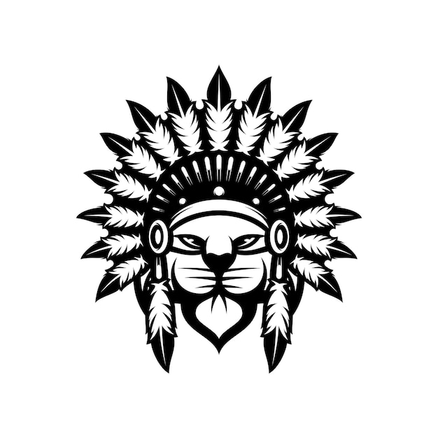 Diseño de mascota de contorno de gato Apache