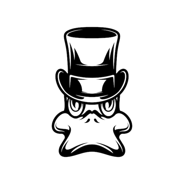 Diseño de mascota de contorno de sombrero de copa de pato