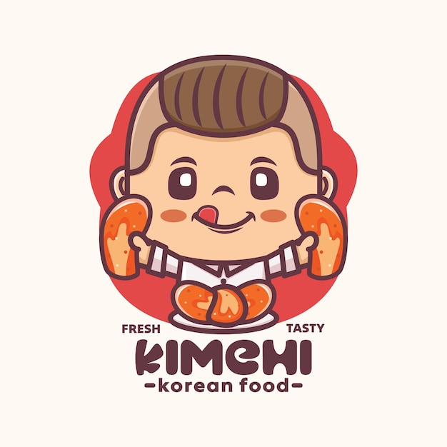 diseño de mascota de dibujos animados con kimchi de comida coreana