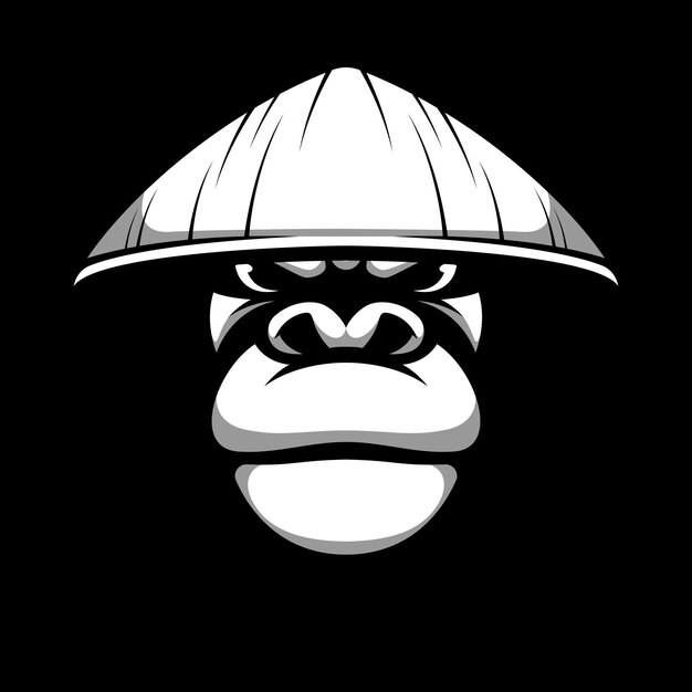 Diseño de mascota de gorila en blanco y negro