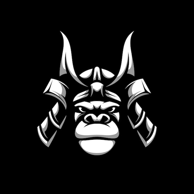 Diseño de mascota de gorila en blanco y negro