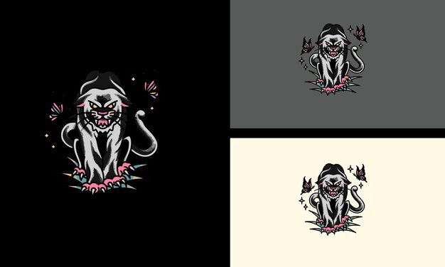 diseño de mascota de ilustración de vector enojado de pantera negra