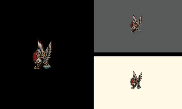 Diseño de mascota de ilustración de vector de vuelo de águila