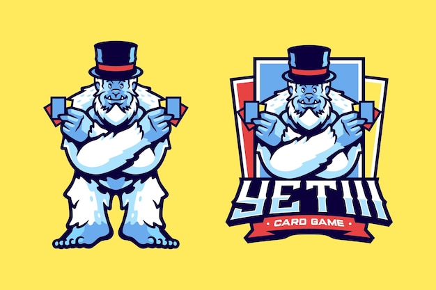 Vector diseño de la mascota del juego de cartas yeti