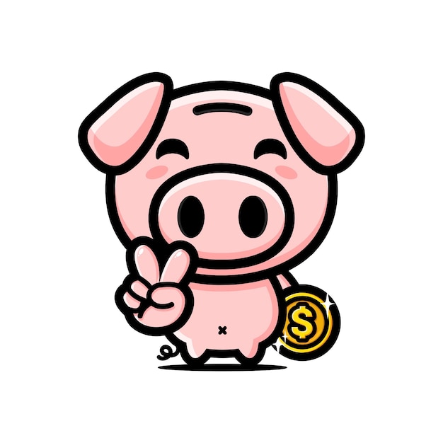 diseño de mascota de lindo personaje de cerdo