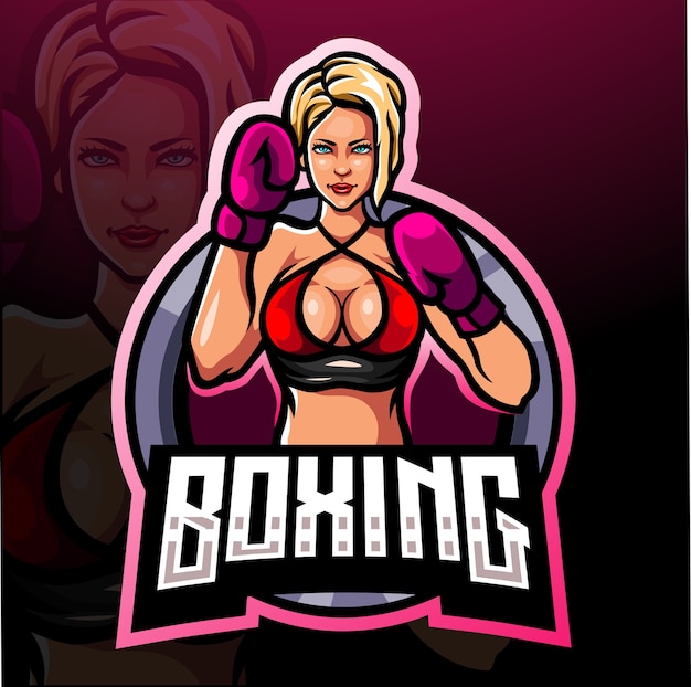 Diseño de mascota de logo de boxeo esport