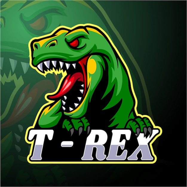 Diseño de mascota de logo de dinosaurio esport