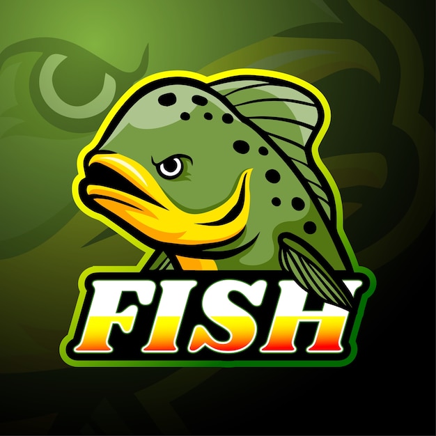 Diseño de mascota de logo de fish esport