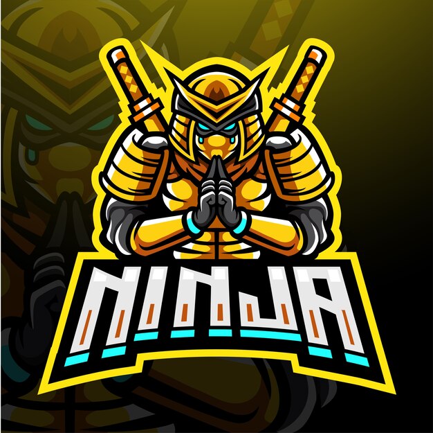 Diseño de mascota con logo ninja esport