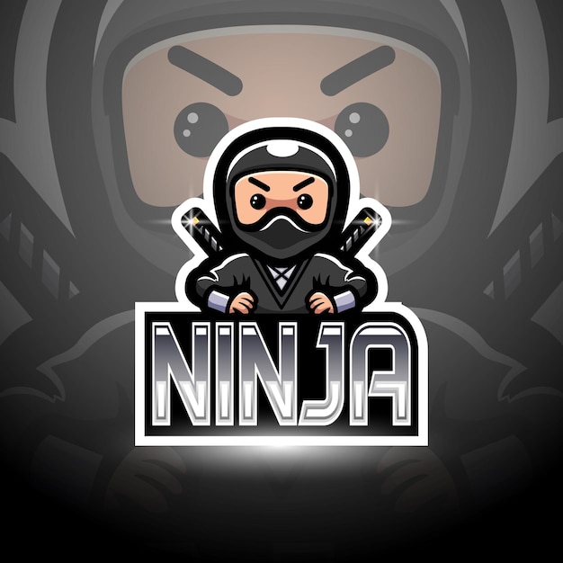 Vector diseño de mascota con logo ninja esport