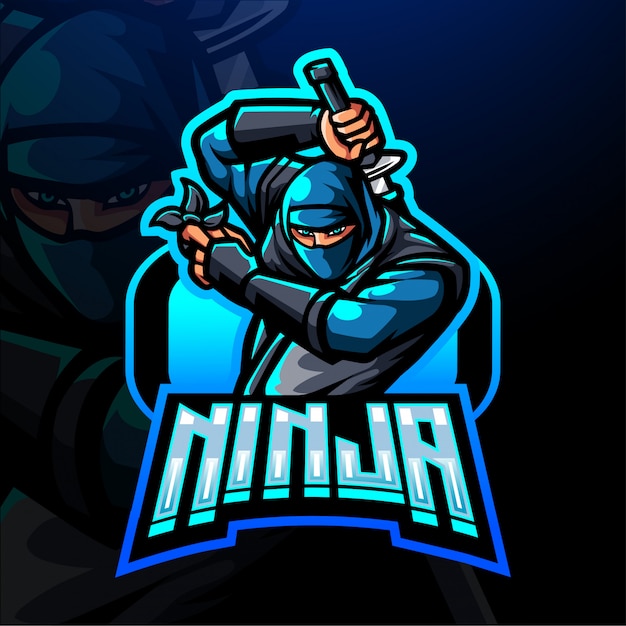 Diseño de mascota de logo de ninja warrior esport