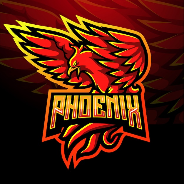 Diseño de mascota de logo de phoenix esport rojo