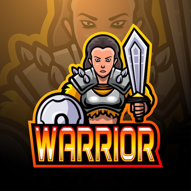 Diseño de mascota con logo de warrior esport