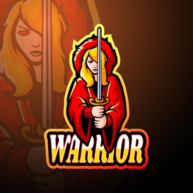 Diseño de mascota de logo de warrior girl esport