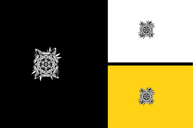 Diseño de mascota de logotipo de arte de línea de vector de flores