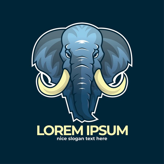 Vector diseño de la mascota del logotipo de la cabeza de elefante ilustración del logotipo del deporte de elefante diseño de la insignia de fondo oscuro