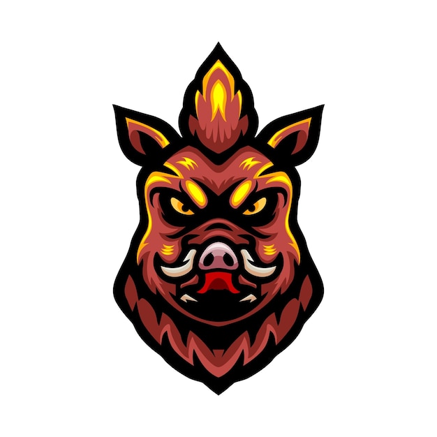 Diseño de mascota con logotipo de cabeza de jabalí