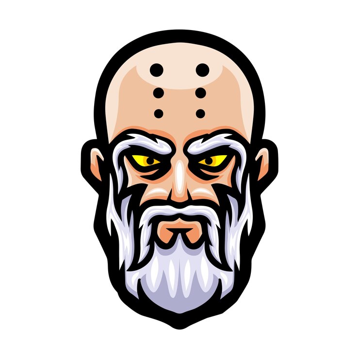 Vector diseño de la mascota del logotipo de la cabeza de shaolin