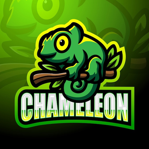 Diseño de la mascota del logotipo de Chameleon Esport