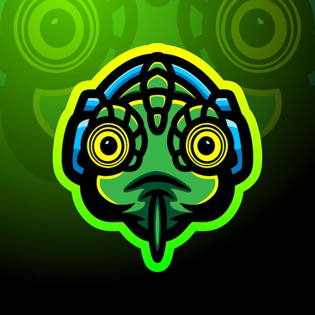 Diseño de la mascota del logotipo de chameleon esport.