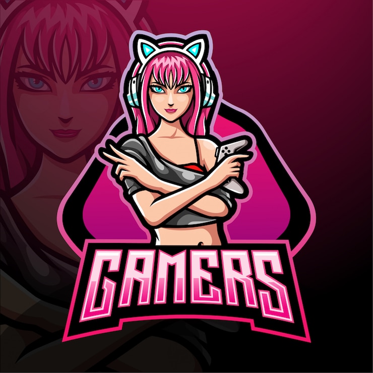 Vector diseño de la mascota del logotipo de esports de los jugadores de damas