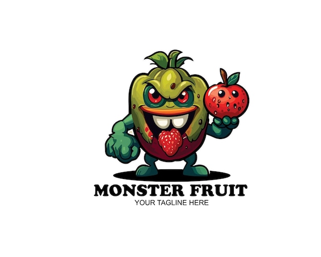 Vector diseño de la mascota del logotipo de la fruta monstruosa