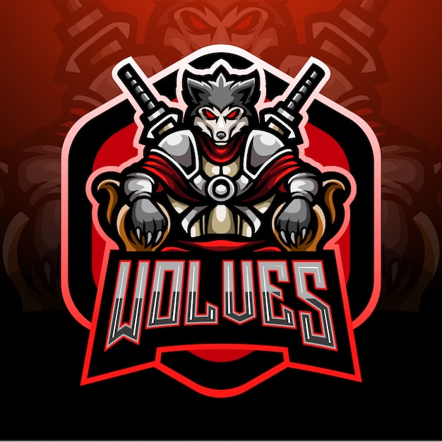 Diseño de la mascota del logotipo del lobo emperador esport