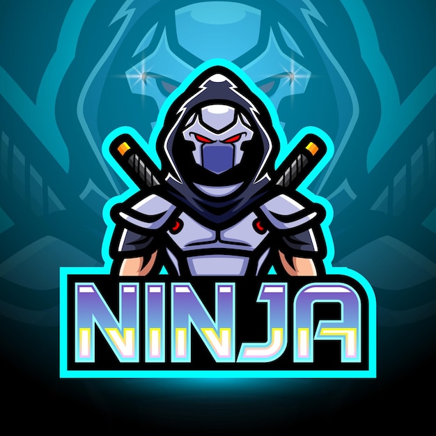 Vector diseño de mascota de logotipo ninja esport