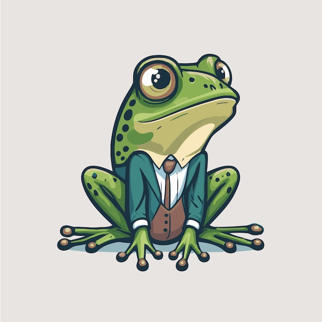 Diseño de mascota de logotipo de personaje de rana verde en dibujos animados para marca comercial