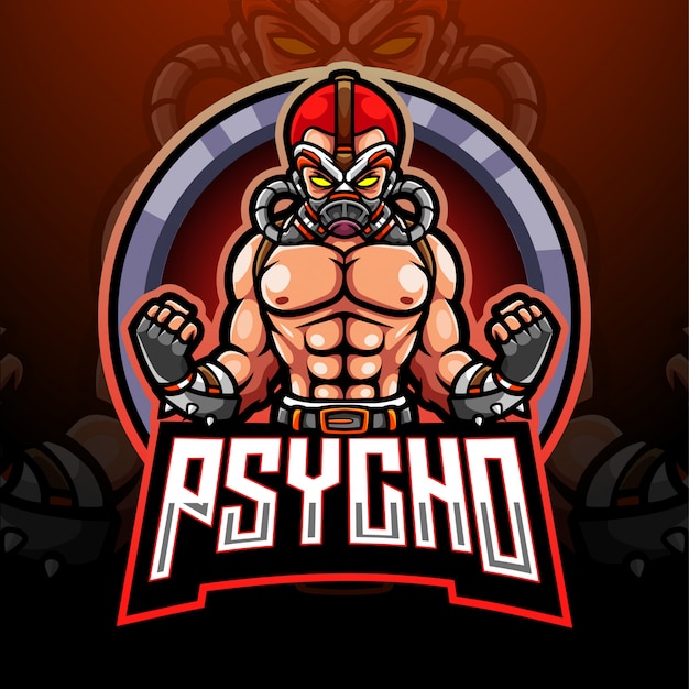 Diseño de la mascota del logotipo de psycho esport