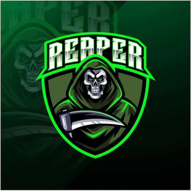 Diseño de la mascota del logotipo de Skull Reaper