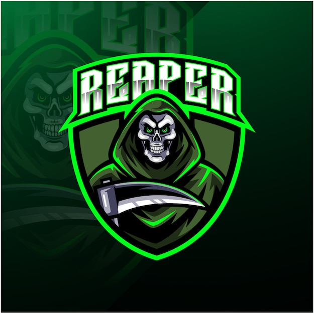 Diseño de la mascota del logotipo de skull reaper