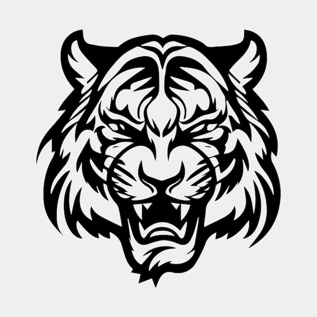 Diseño de mascota de logotipo de tatuaje de cabeza de tigre