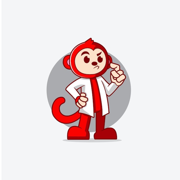 Diseño de mascota de mono rojo