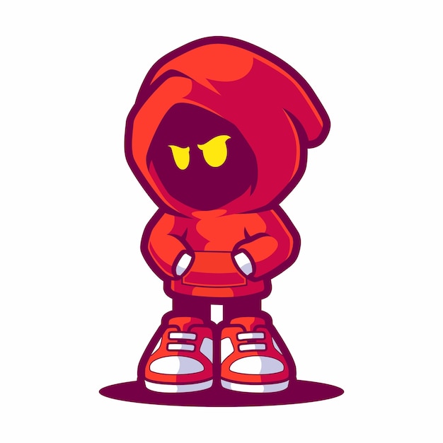 DISEÑO DE MASCOTA DE PERSONAJE CON CAPUCHA MAL