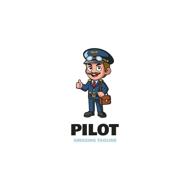 Vector diseño de la mascota del piloto de personajes de cartón