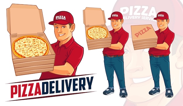 Diseño de mascota de repartidor de pizza