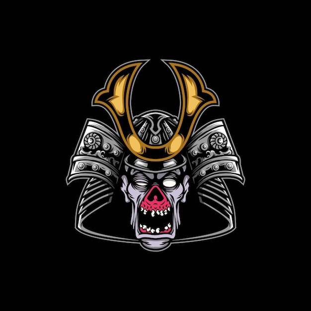 Diseño de mascota Samurai Zombie