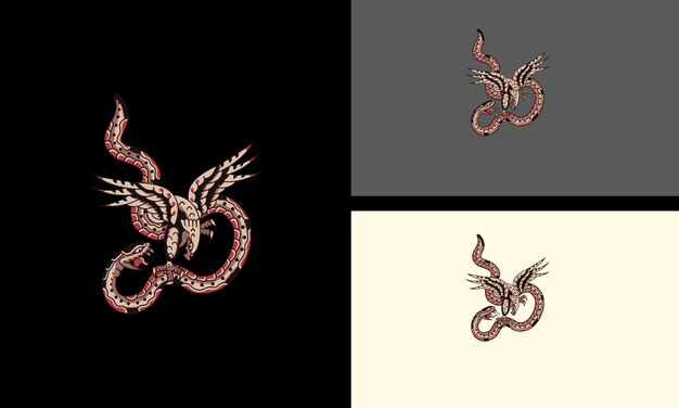 diseño de mascota vectorial de águila y serpiente