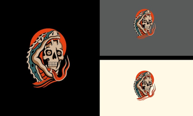 diseño de mascota vectorial de calavera y serpiente