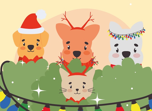 Diseño de mascotas navideñas