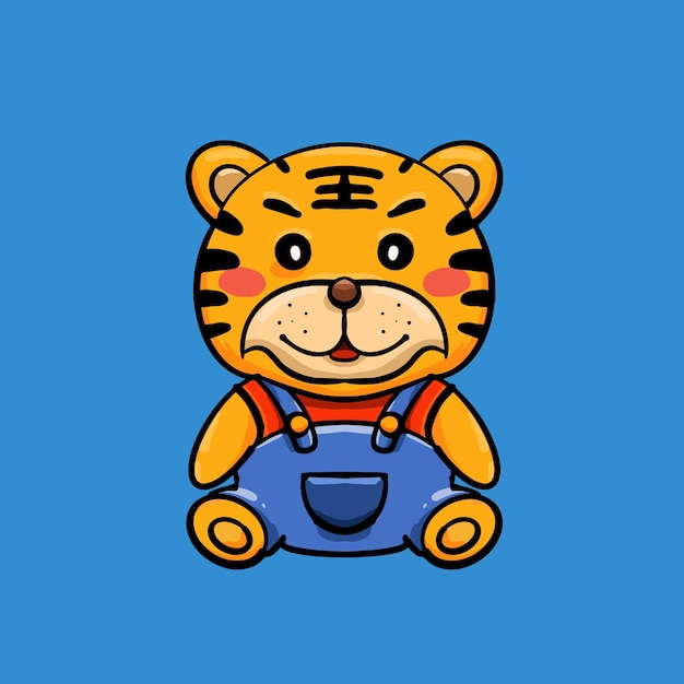 Diseño de material de ilustración de dibujos animados dibujados a mano del año del tigre en China