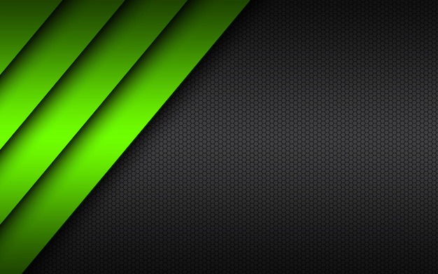 Diseño de materiales modernos en negro y verde con una malla hexagonal Fondo de metal oscuro plantilla para su negocio Fondo de pantalla ancha abstract vectorial