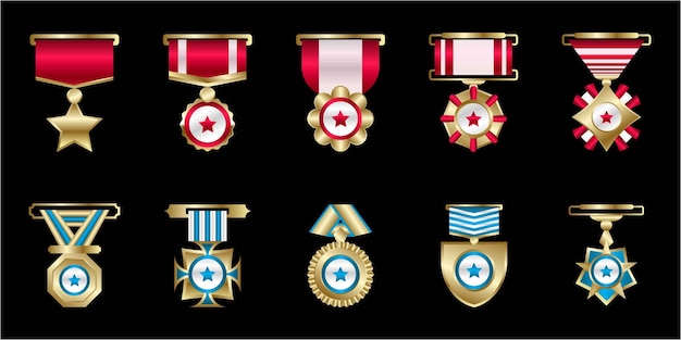 Vector diseño de medalla con varias formas diferentes