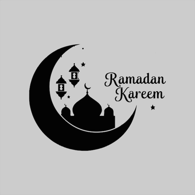 Diseño de la media luna y las linternas de Ramadan Kareem