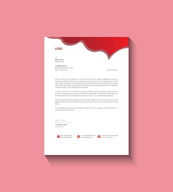 Diseño de membrete corporativo moderno y limpio