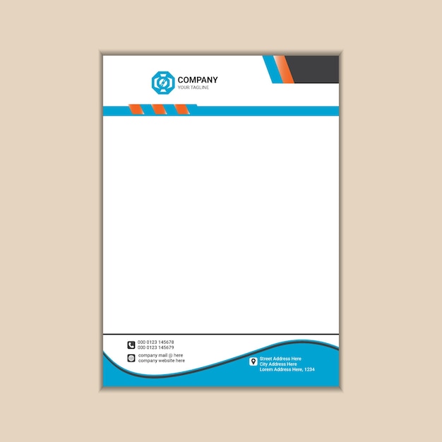 Diseño de membrete corporativo moderno Tamaño A4 simple y limpio con gráficos vectoriales de sangrado