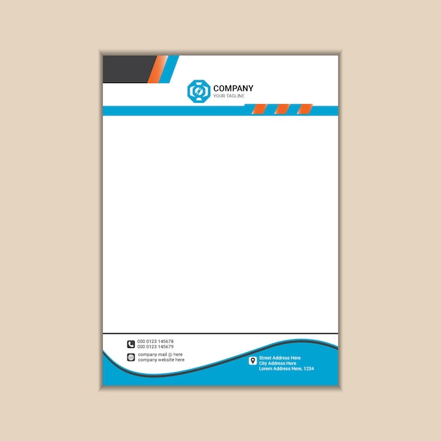 Diseño de membrete corporativo moderno Tamaño A4 simple y limpio con gráficos vectoriales de sangrado