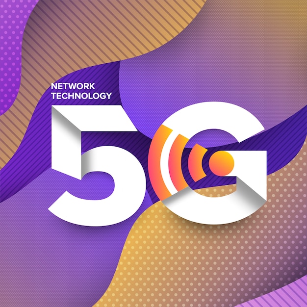 Vector diseño de memphis de tecnología de red 5g