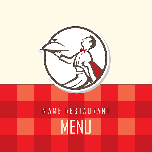 diseño de menú de camarero con bandeja